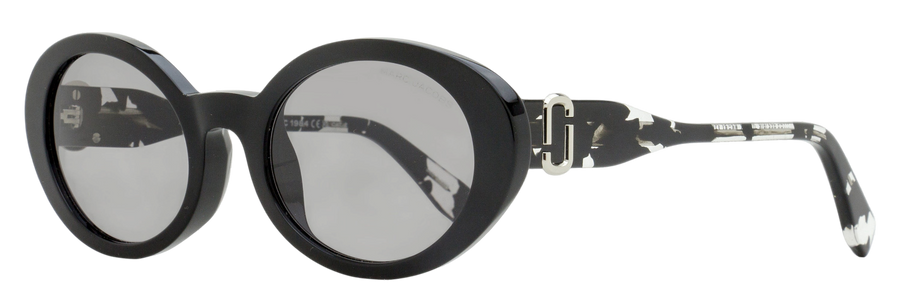 Marc Jacobs Large Oval Sunglasses 792-F-S Wr7ir Black-Gray Havana 53mm Black/gray Plastic (acetate)
