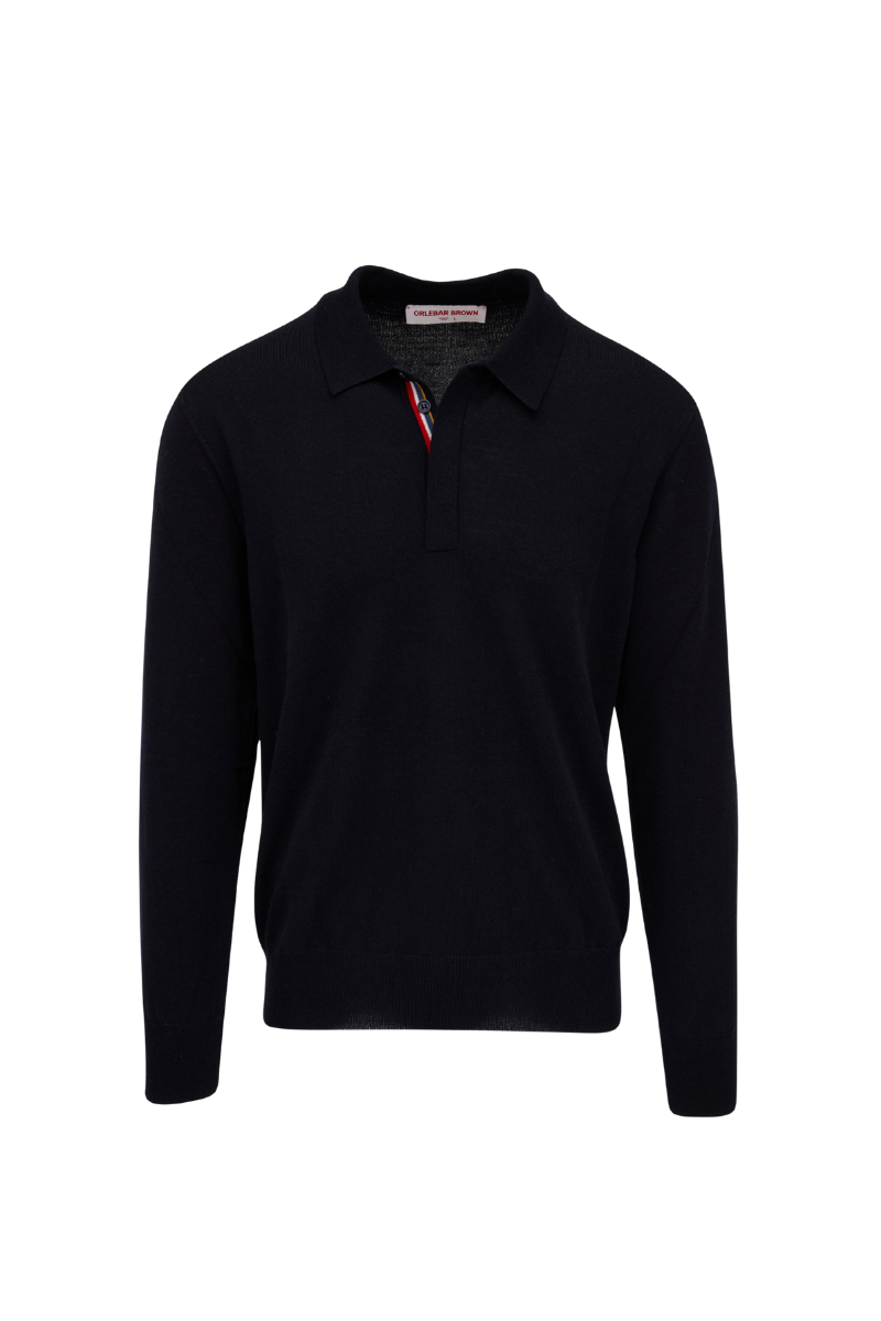 Orlebar Brown 100% Merino polo in black