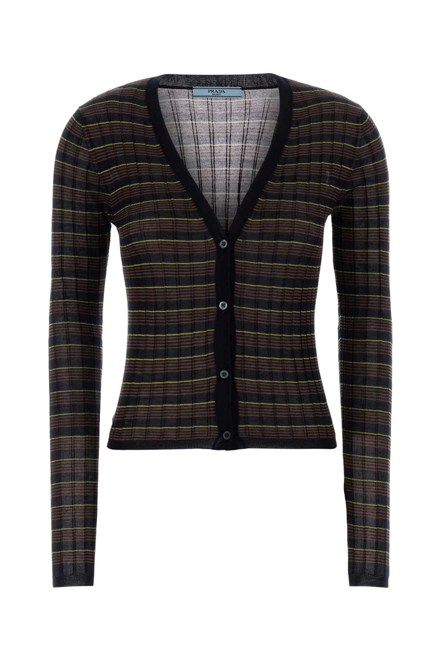 Embroidered Knit Cardigan Blu+tabacco Exterior: Cashmere Silk Maglieria