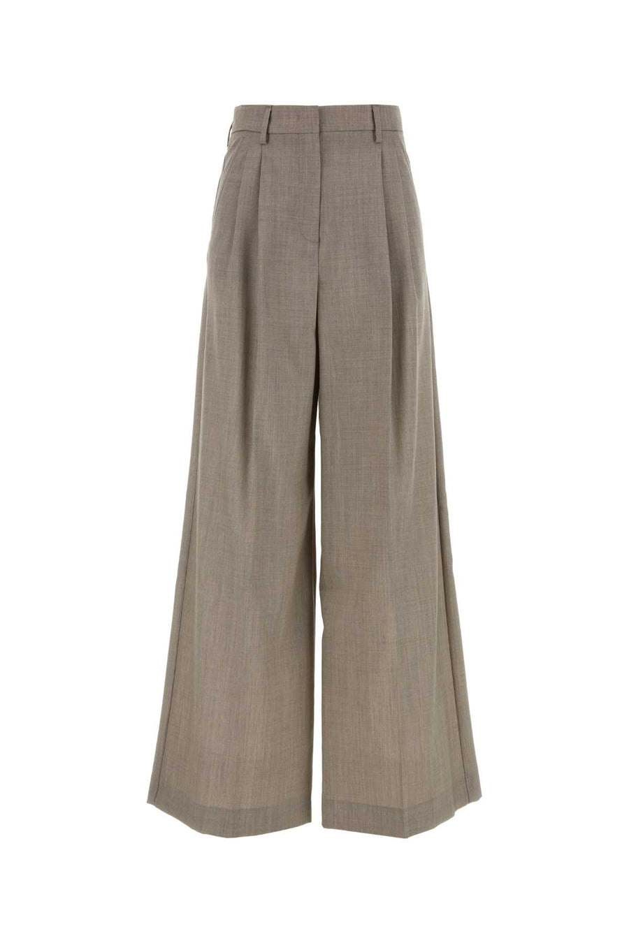 Cappuccino Wool Wide-Leg Ovvio Pant Exterior: Virgin Pantaloni
