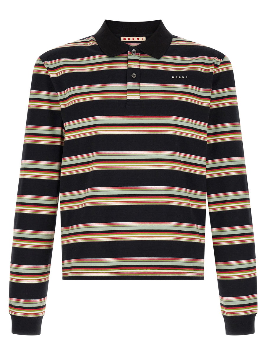 Marni 100% cotton polo shirt in black
