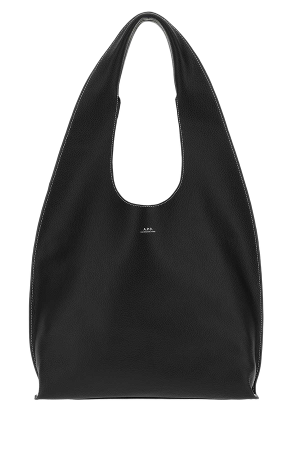 A.P.C. Neige Exterior: 100% Leather; Finishing: Silver metal shoulder bag in black