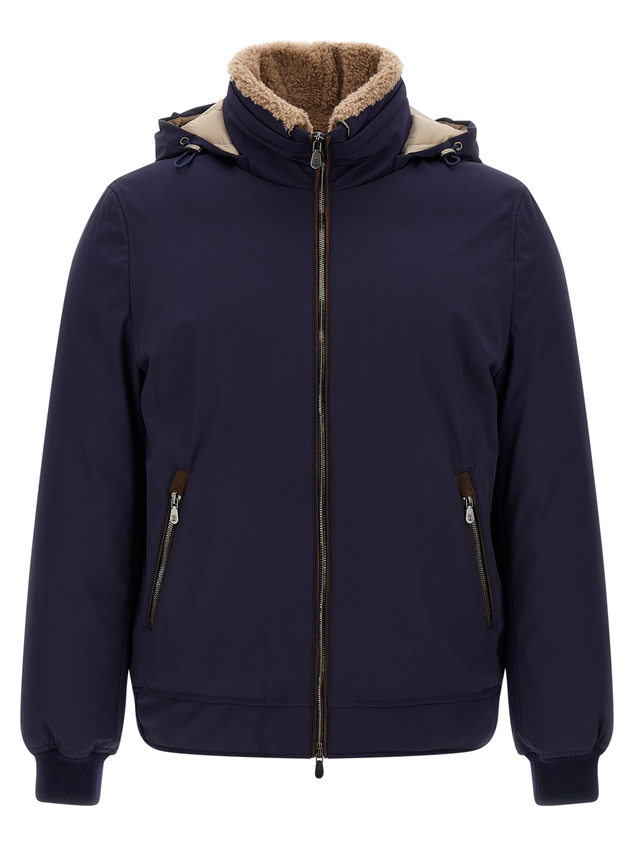 Blue Polyamide Full-Length Jacket Clothing