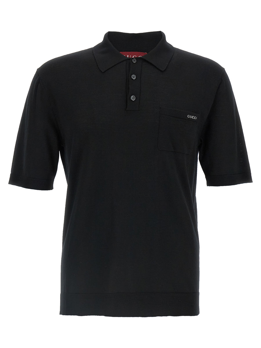 Gucci 100% wool polo shirt in black