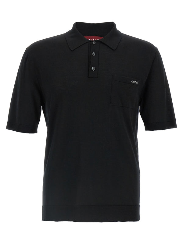 Gucci 100% wool polo shirt in black