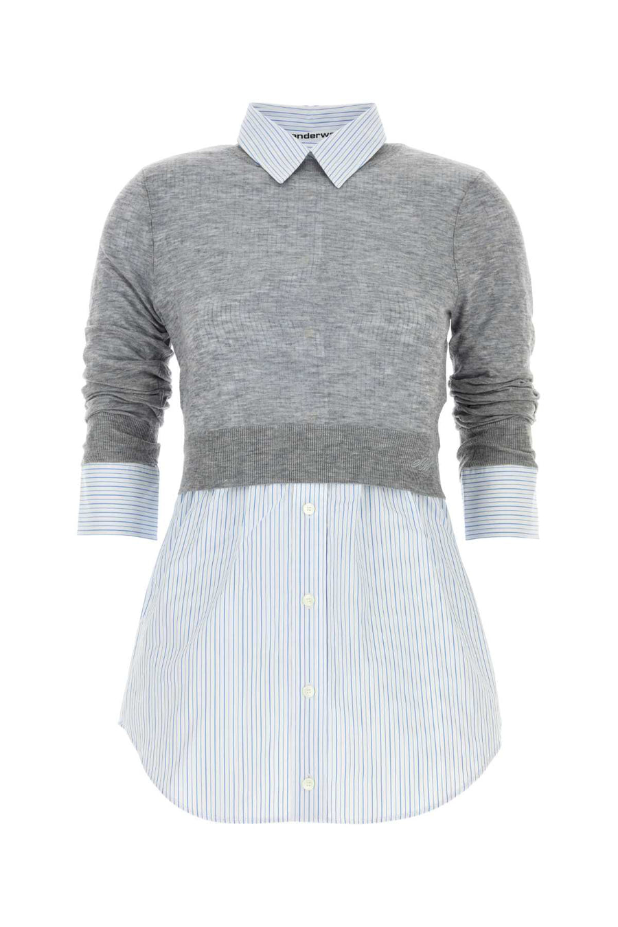 Alexander Wang Mixed knit and woven panels blouse in gray