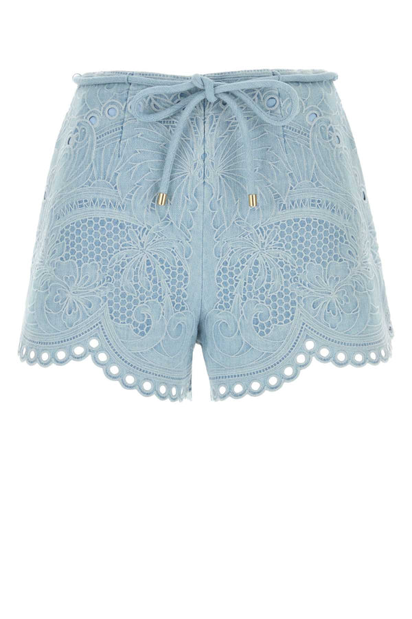 Embroidered Denim Shorts Icestorm