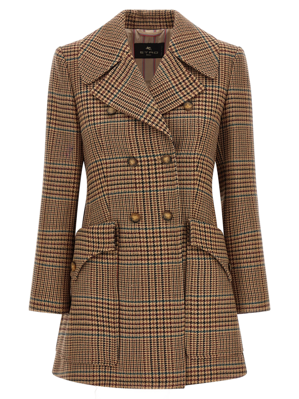 Etro 100% wool coat in brown
