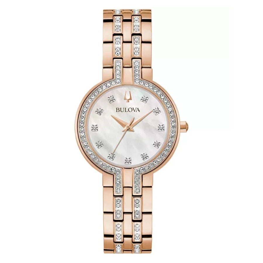 Bulova Stainless steel case and bracelet watch in rose gold