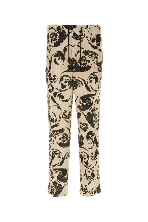 Dries Van Noten Long 100% Viscose trousers in beige