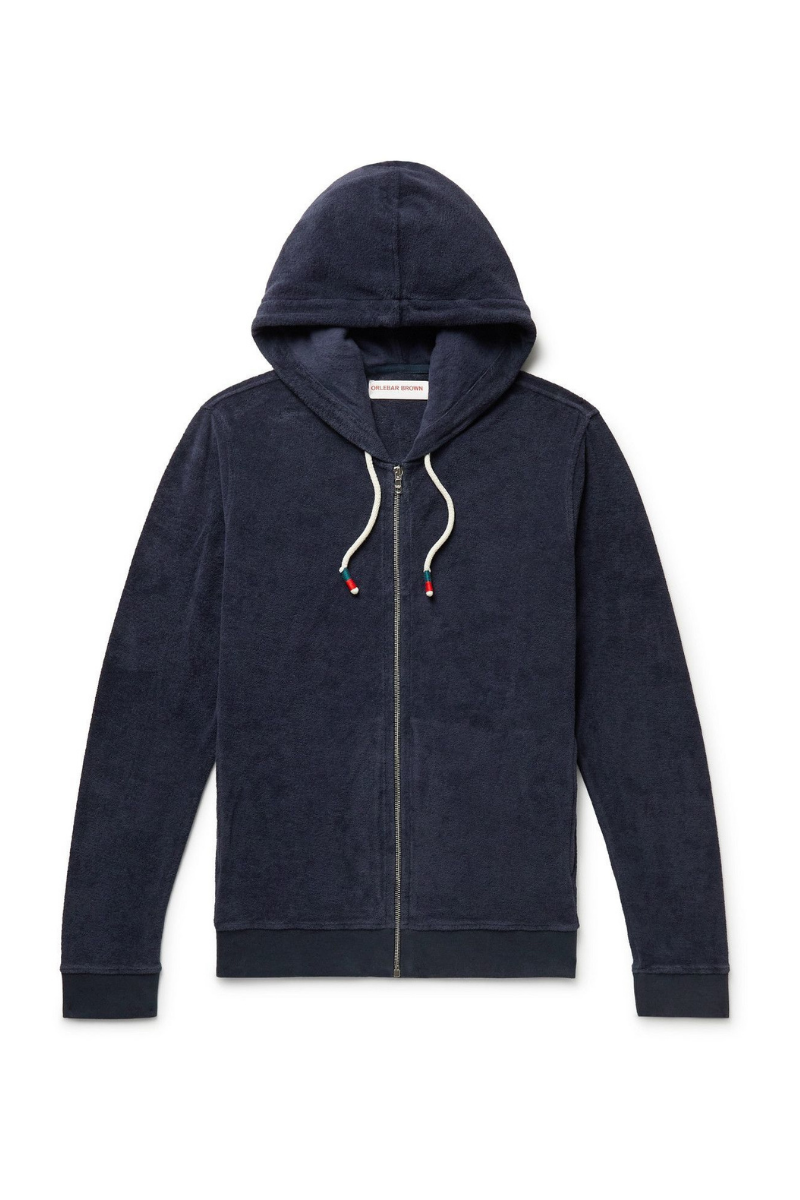 Orlebar Brown 100% cotton hoodie in navy
