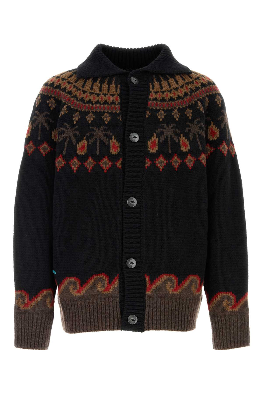 Embroidered Wool Sweet Winter Cardigan Blackmulticolor Exterior: Virgin Giacche E Gilet