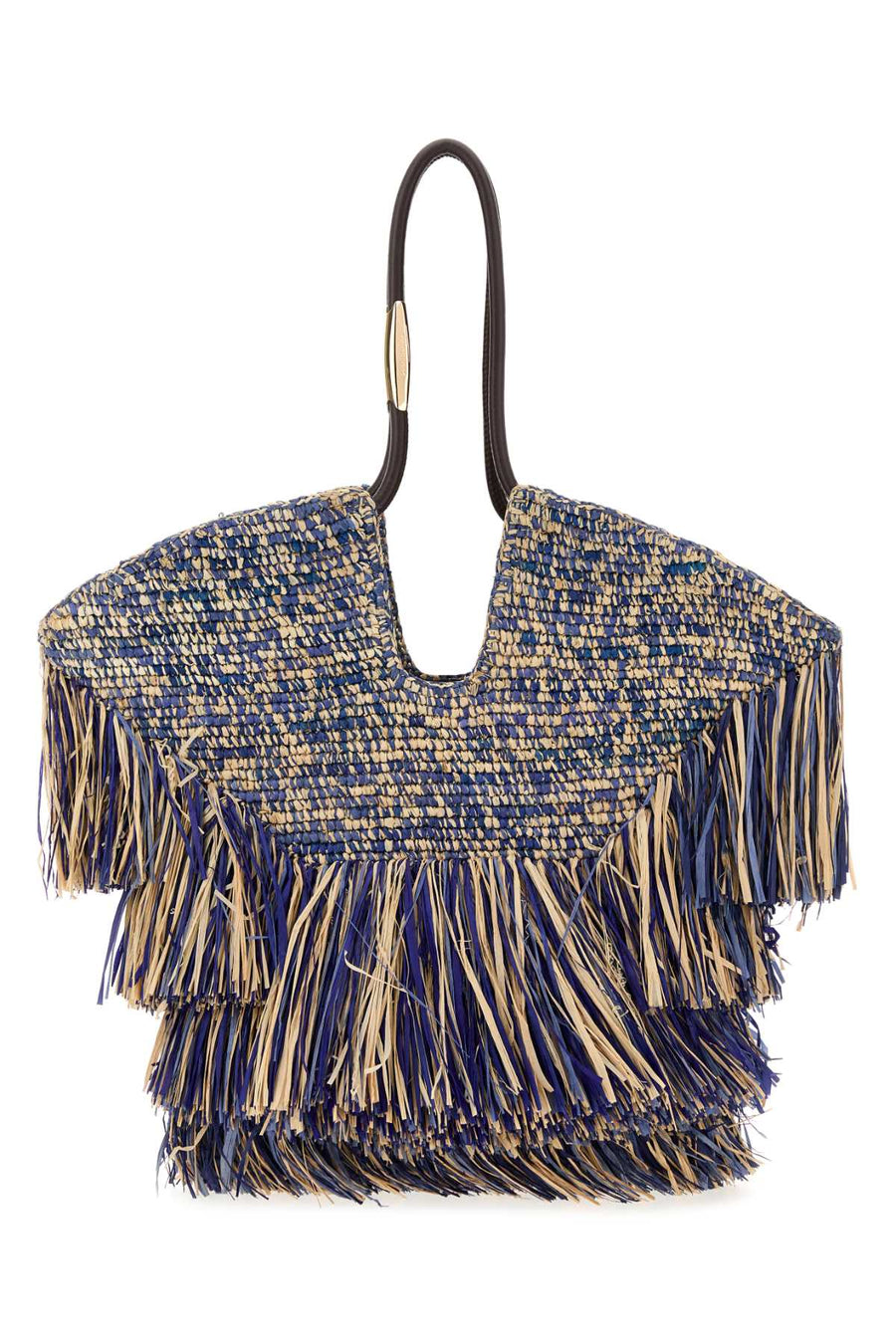 Blue Raffia Medium Goldentime Shopping Bag Denimblue Borse A Mano
