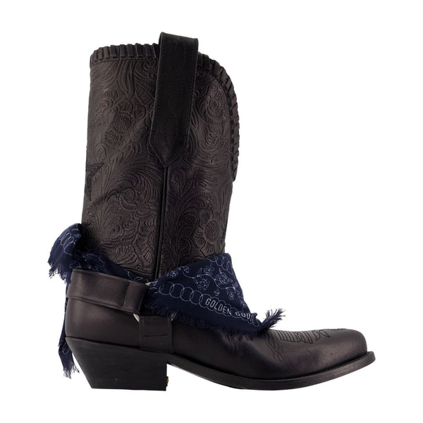 Wish Star Ankle Boots - Golden Goose Deluxe Brand Leather Black Calfskin Shoes / Ankle-boots
