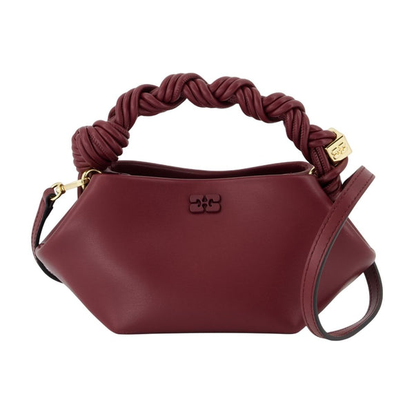 Ganni Synthetic leather crossbody bag in burgundy
