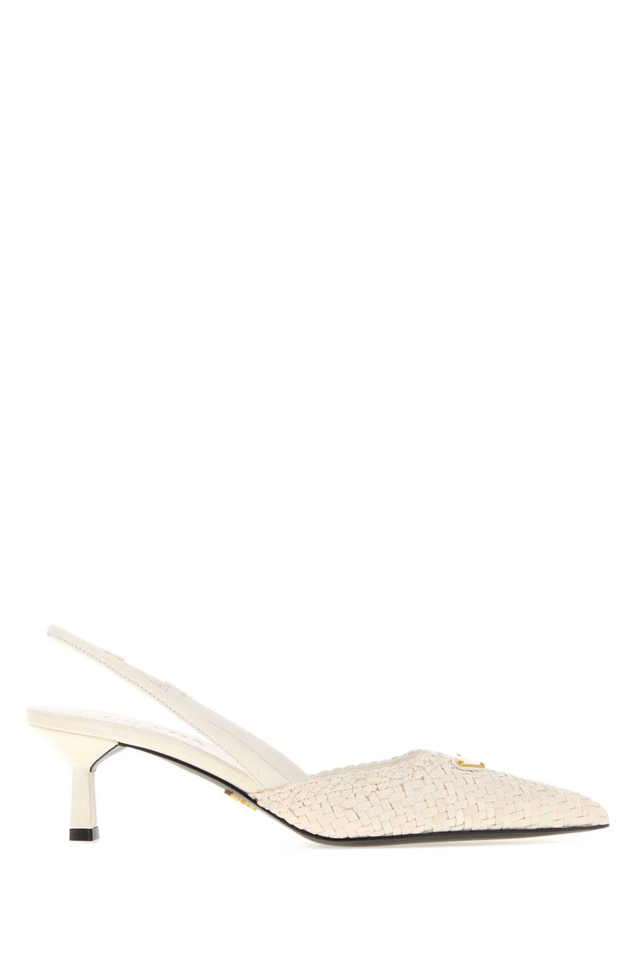 Prada Exterior: 100% Leather; Interior: 100% Leather; Sole: Leather and Rubber pump in white