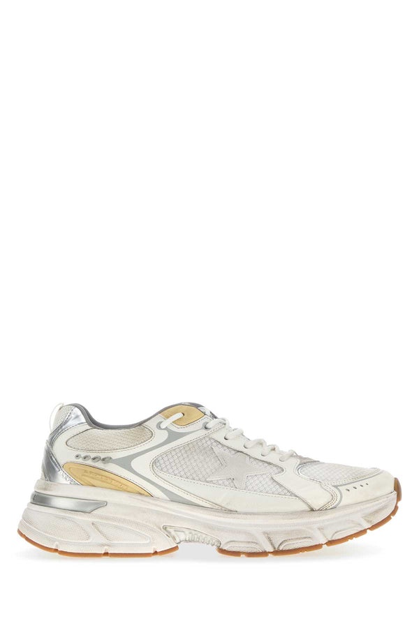 White Mesh And Leather Lightstar Sneakers Whitegold