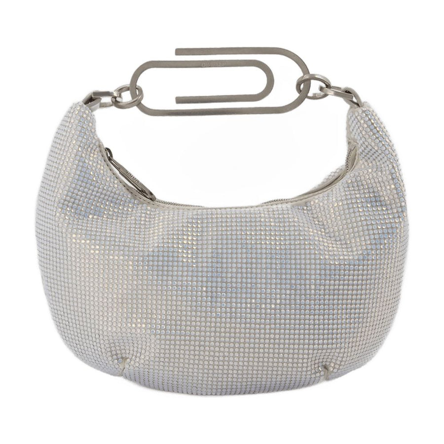 Off-White Crystal mesh with metal hardware shoulder bag in silver