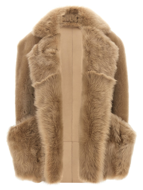 Blancha Sheepskin with Toscana shearling vest in beige