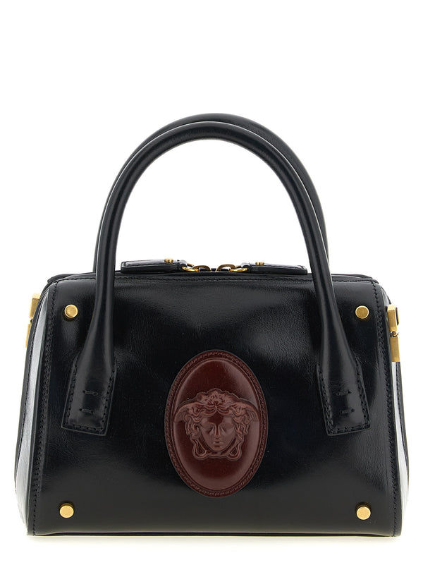 Versace 100% calfskin leather top handle bag in black