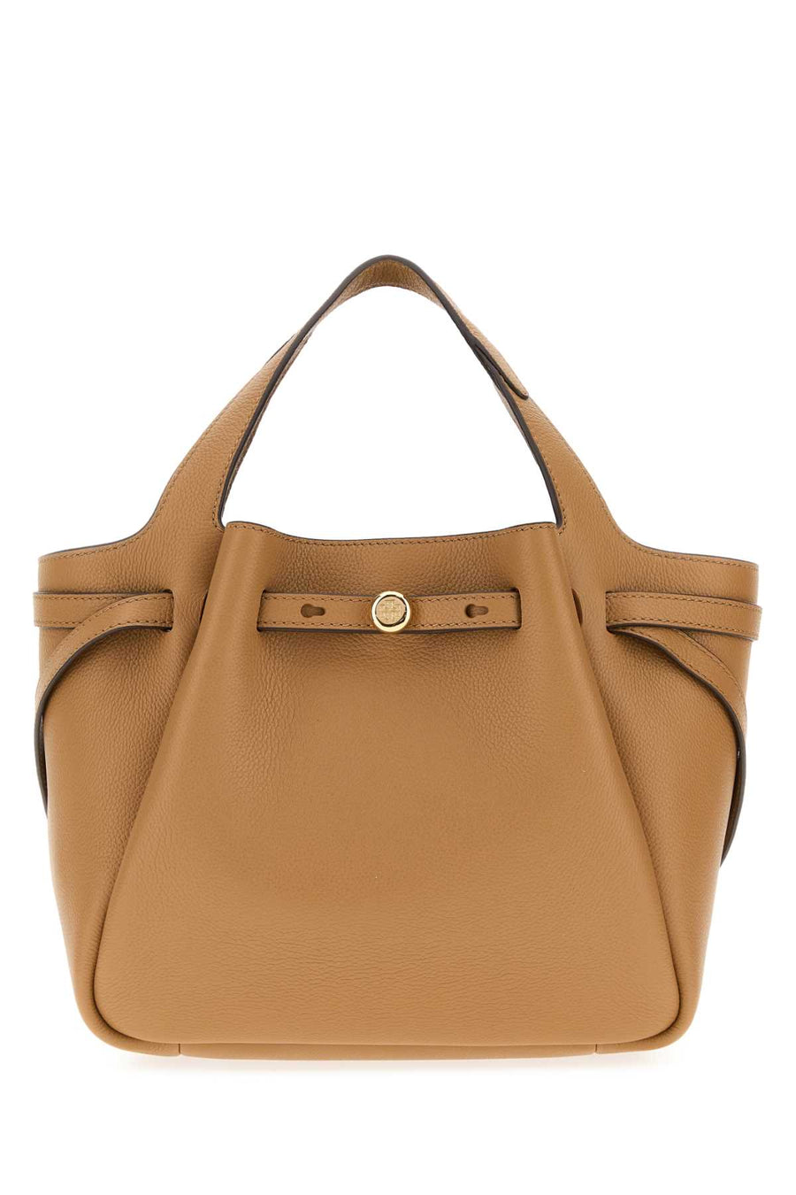 Tory Burch Tote Exterior: 100% Leather top handle bag in beige