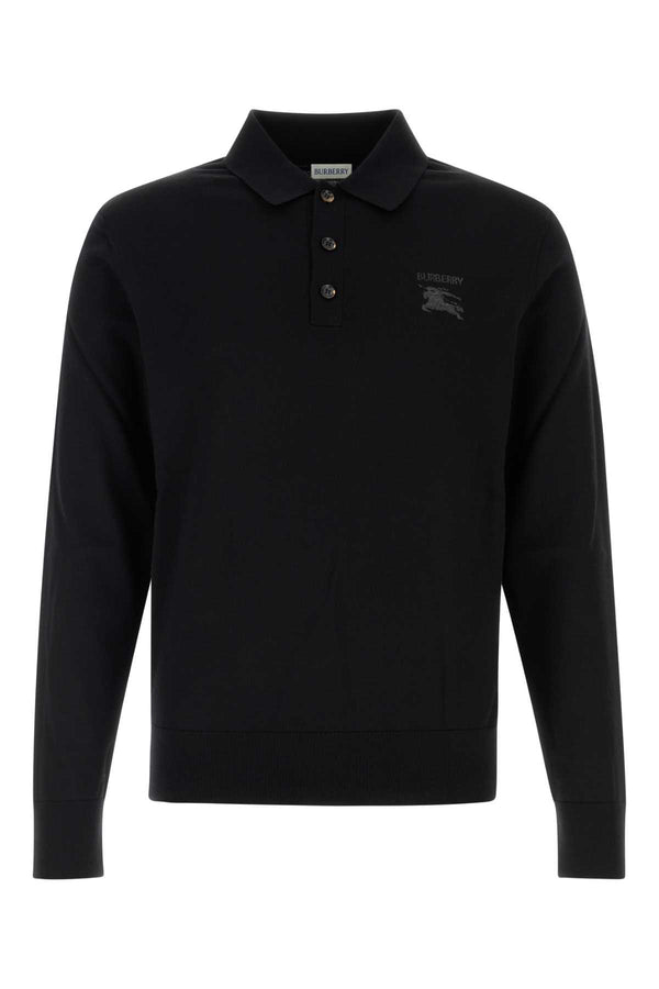 Black Wool Polo Shirt Exterior: Maglieria