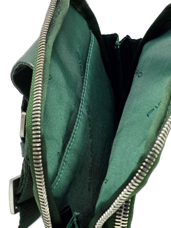 Piquadro 100% Recycled Nylon crossbody bag in green