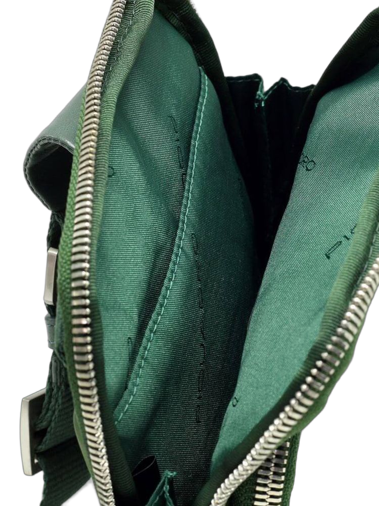 Piquadro 100% Recycled Nylon crossbody bag in green