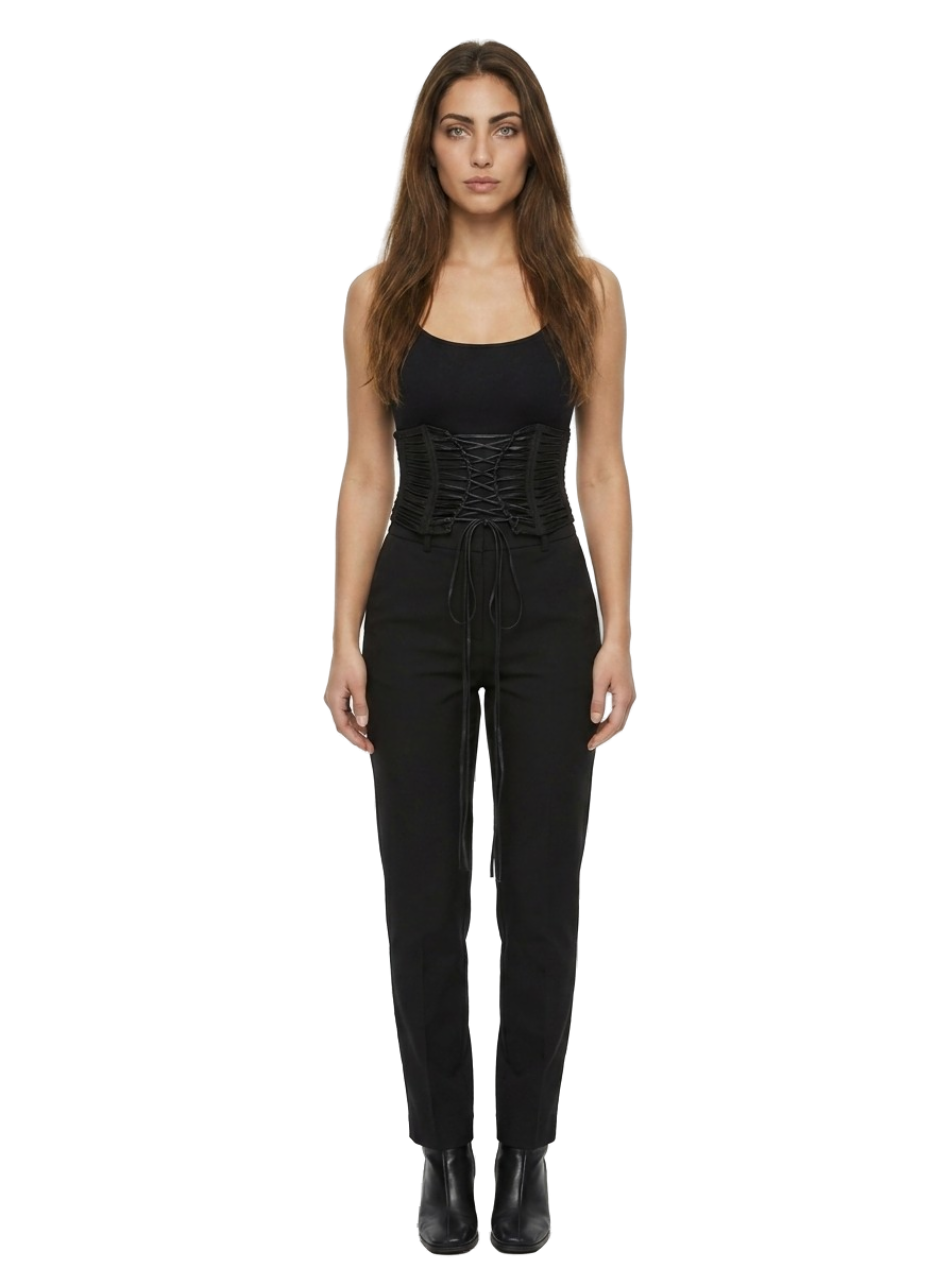 Black Lambskin High-Waist Belt