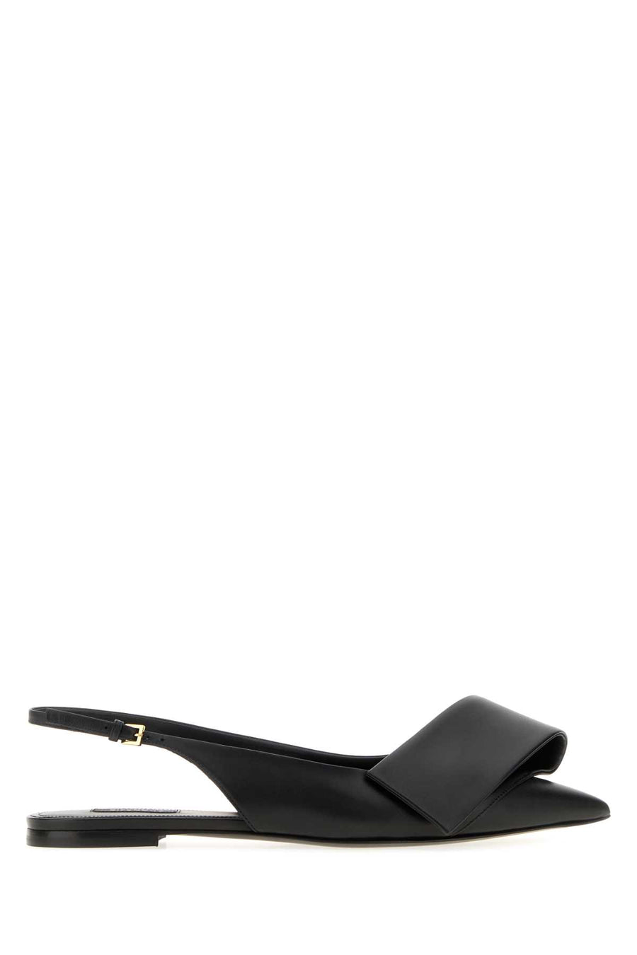 Black Leather Twisted Ribbon Ballerinas Sneaker