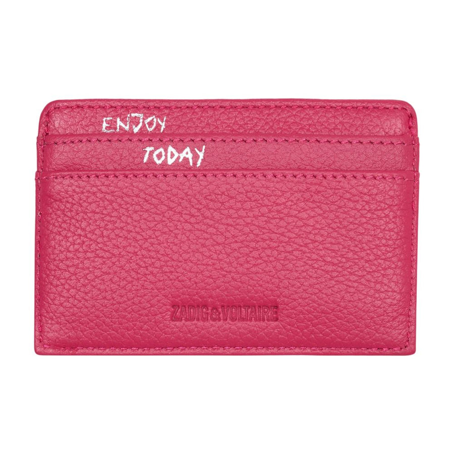 Zadig & Voltaire Calfskin leather card case in pink