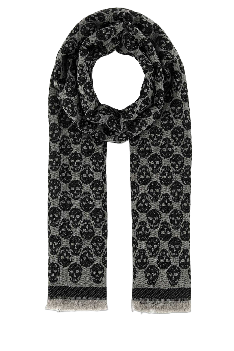 Alexander McQueen 47% Wool 33% Cotton 20% Silk scarf in gray