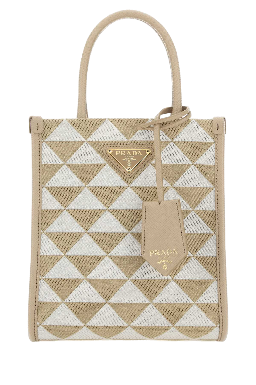 Prada Exterior: 100% Fabric top handle bag in beige