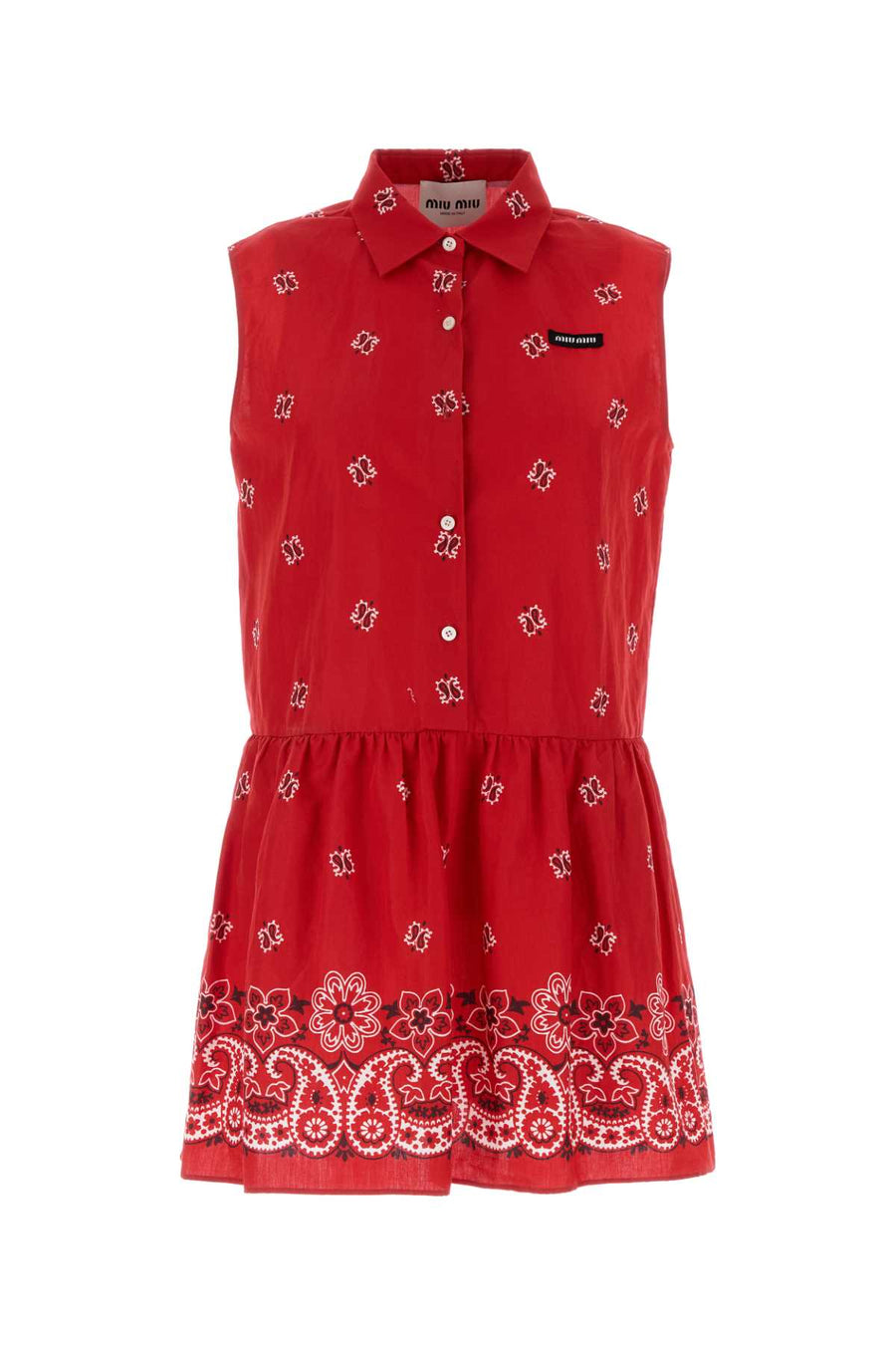Printed Cotton Blend Dress Rossobianco Exterior: Linen Abiti