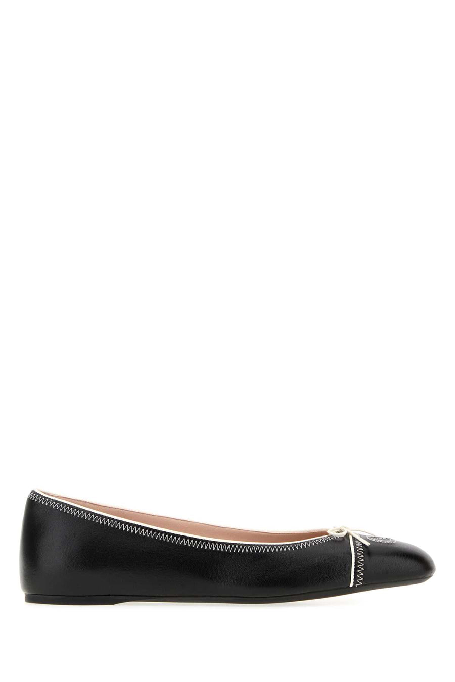 Black Leather Vlogo Signature Ballerinas Neroivory Ballerine