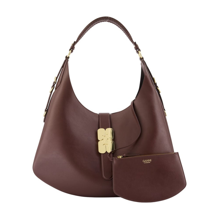 Ganni synthetic shoulder bag in brown