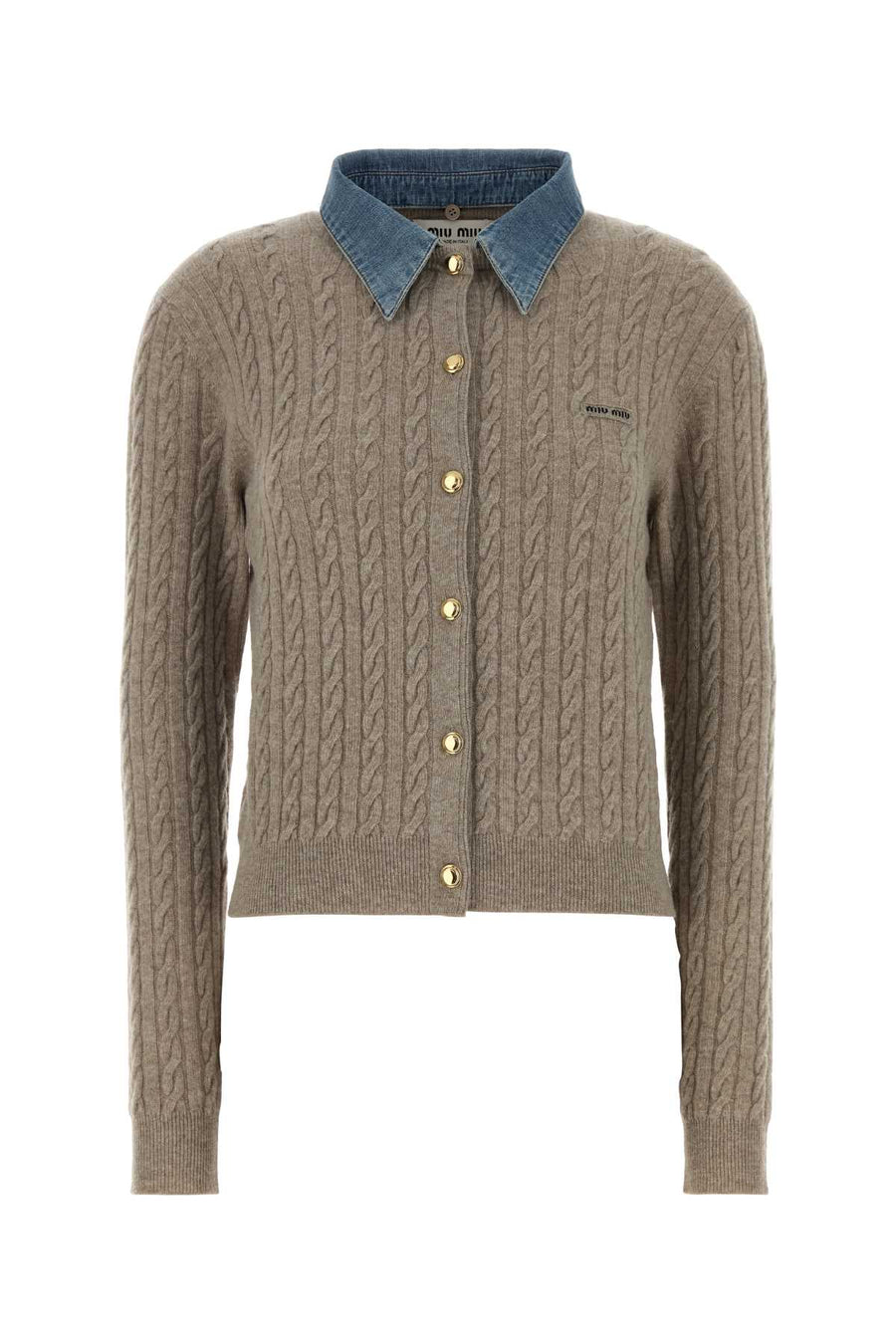 Miu Miu 70% Virgin wool cardigan in beige