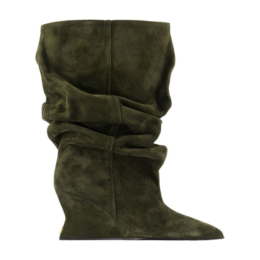 Balmain Calfskin suede boot in khaki
