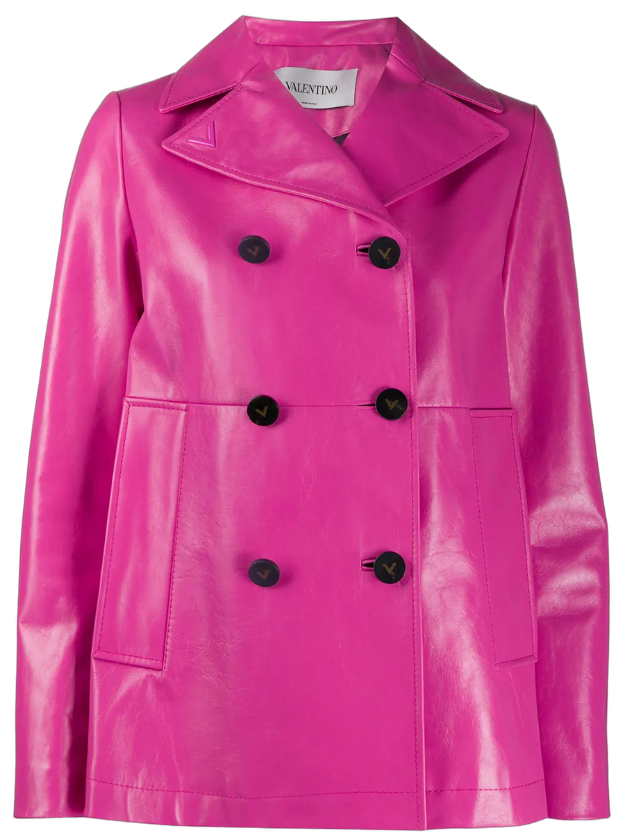 Valentino Bos taurus leather jacket in pink
