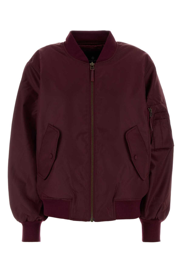 Tyrian Purple Polyester Leon Bomber Jacket Fig Giubbini
