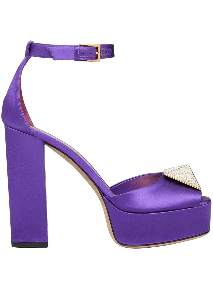 Valentino Garavani Calf leather platform sandal in purple