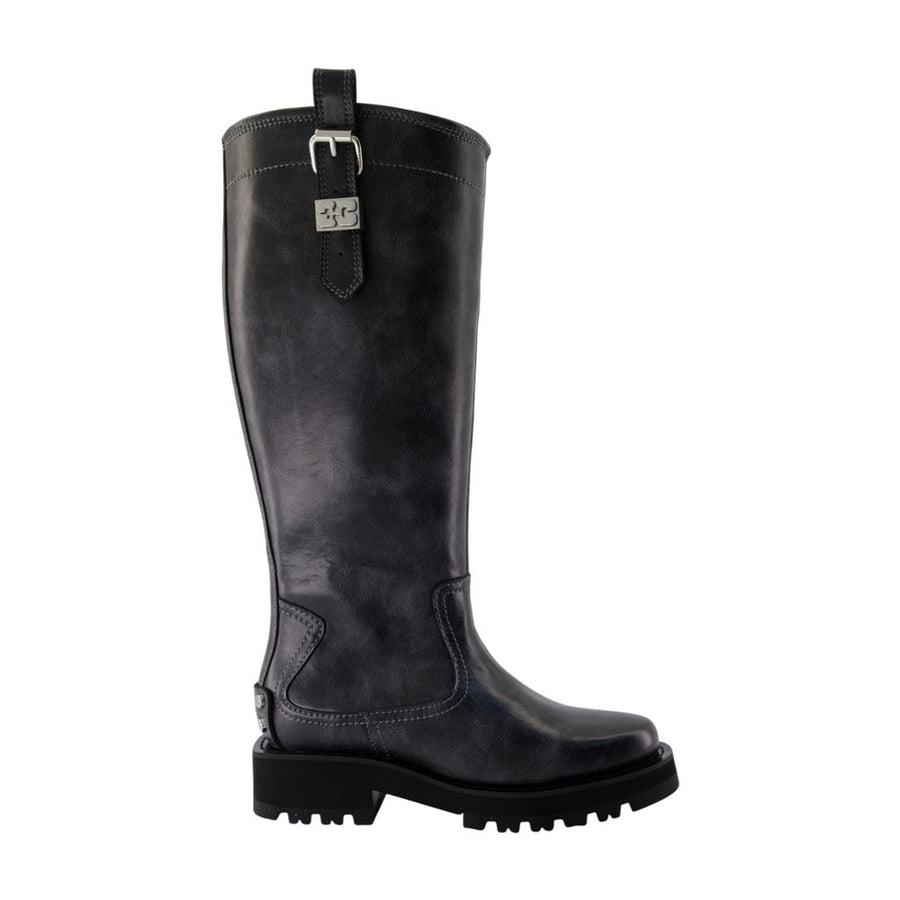 Ganni Leather boot in gray