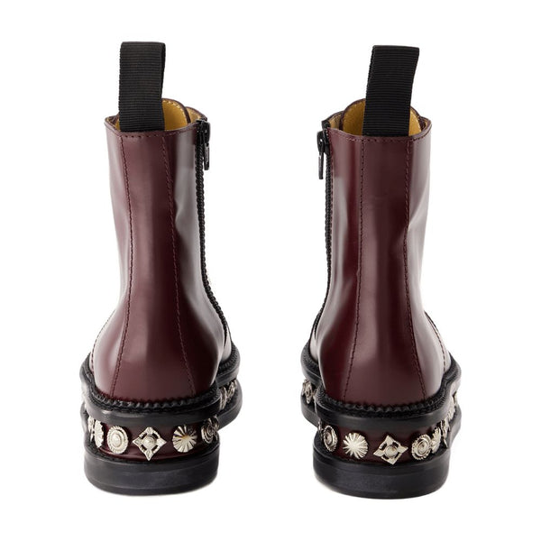Toga Pulla Leather boot in burgundy