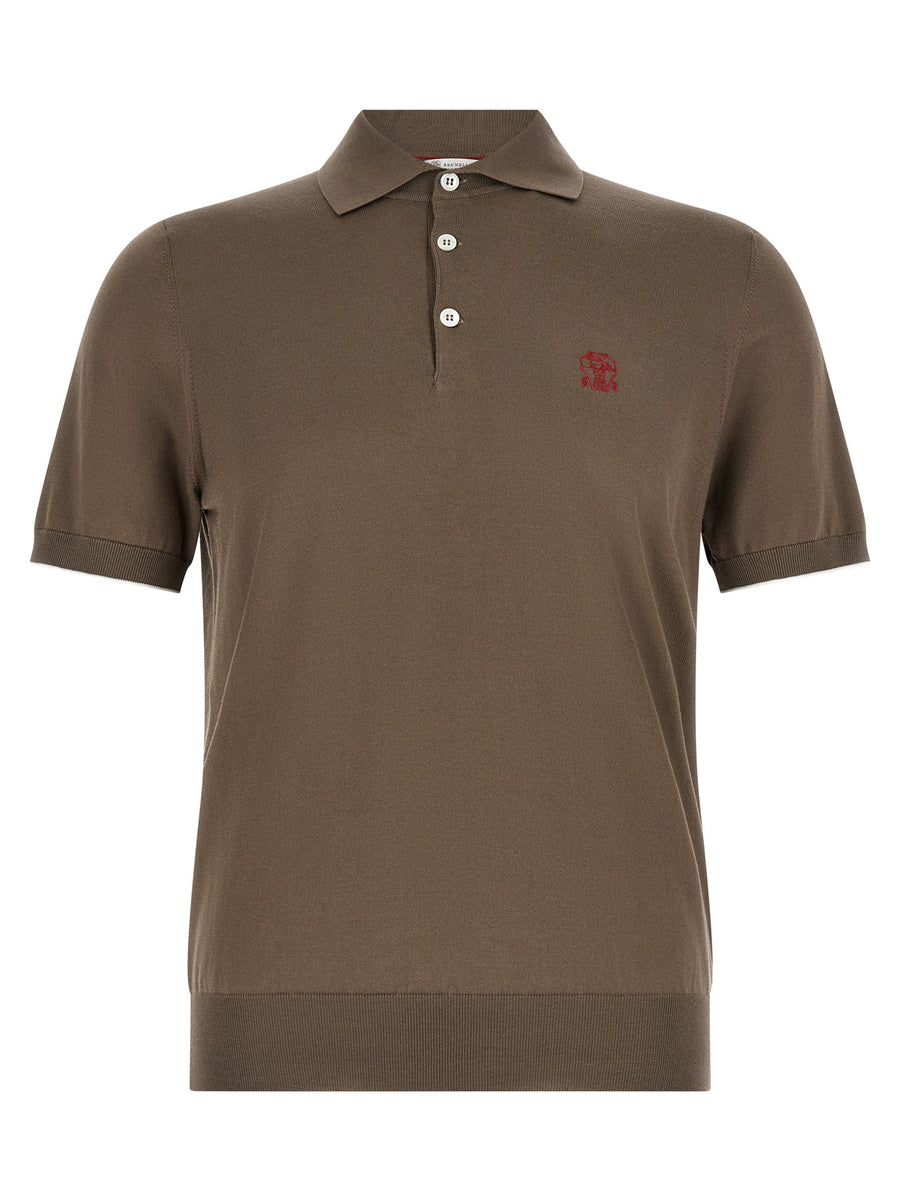 Brunello Cucinelli 100% cotton polo shirt in brown
