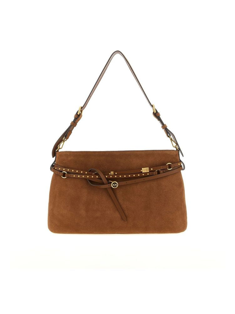 Pinko 100% Cow Leather shoulder bag in brown