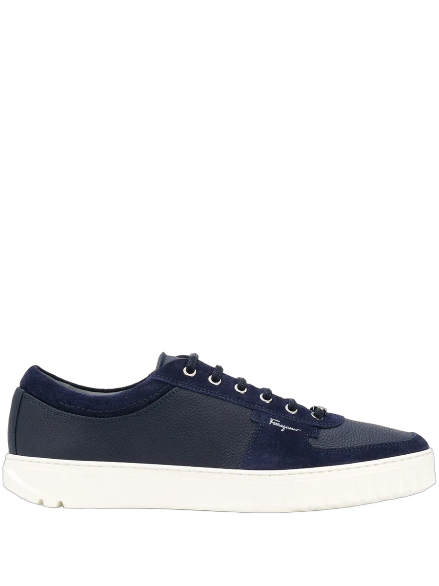 Ferragamo Leather/Rubber sneaker in navy