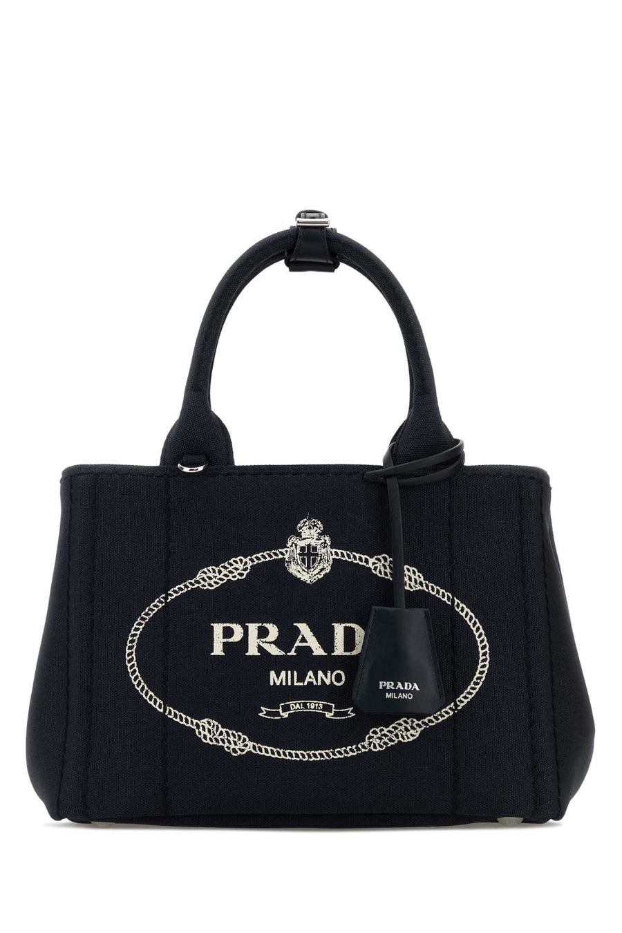 Prada Exterior: 100% Fabric top handle bag in navy