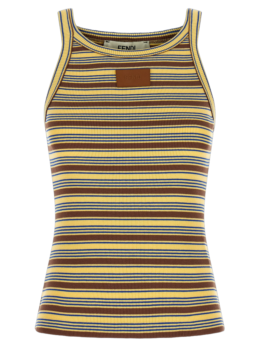Fendi 98% cotton tank top in multicolor