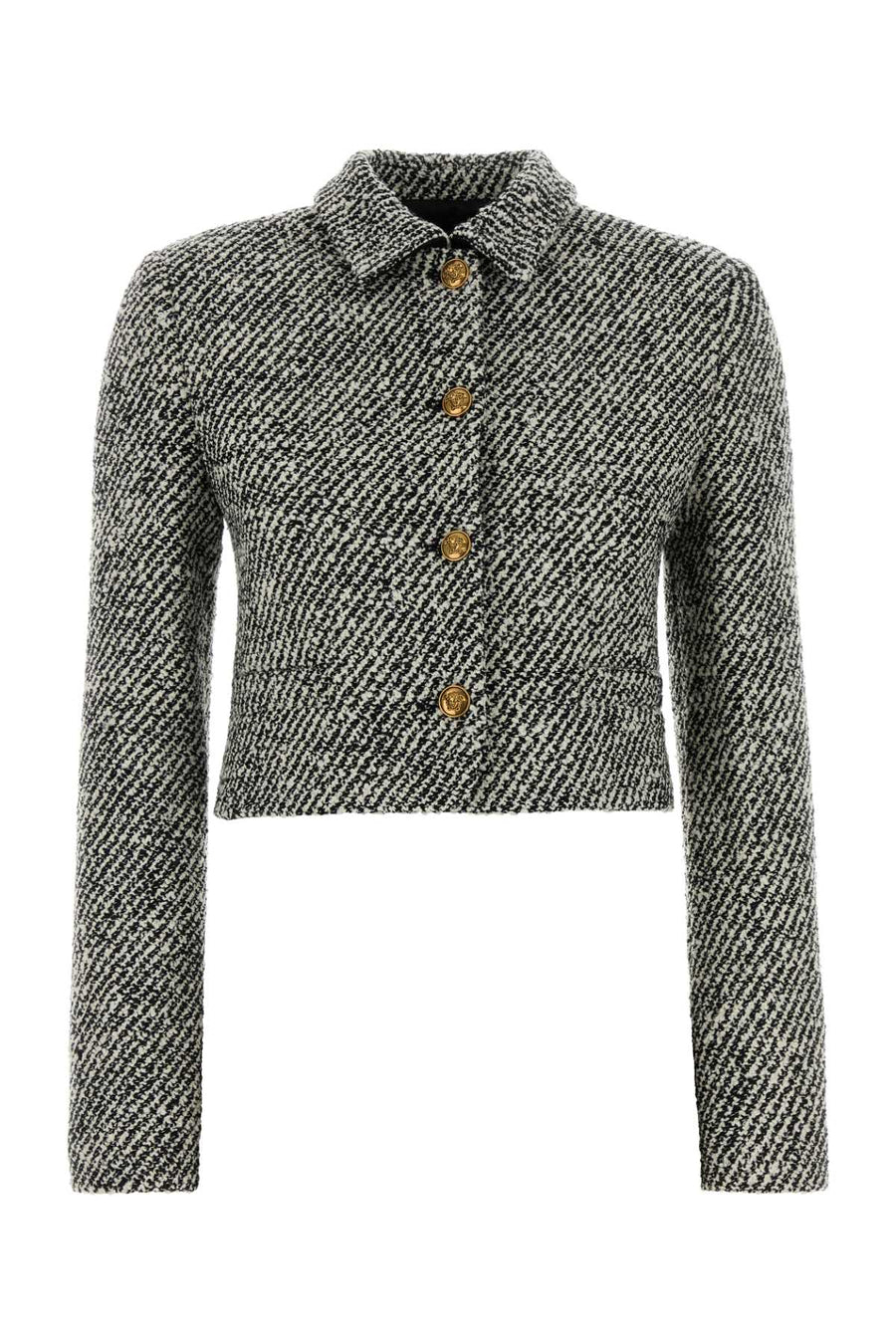 Informal Jacket Responsible Bicolour Wool Boucle Blackwhite Giacche E Gilet