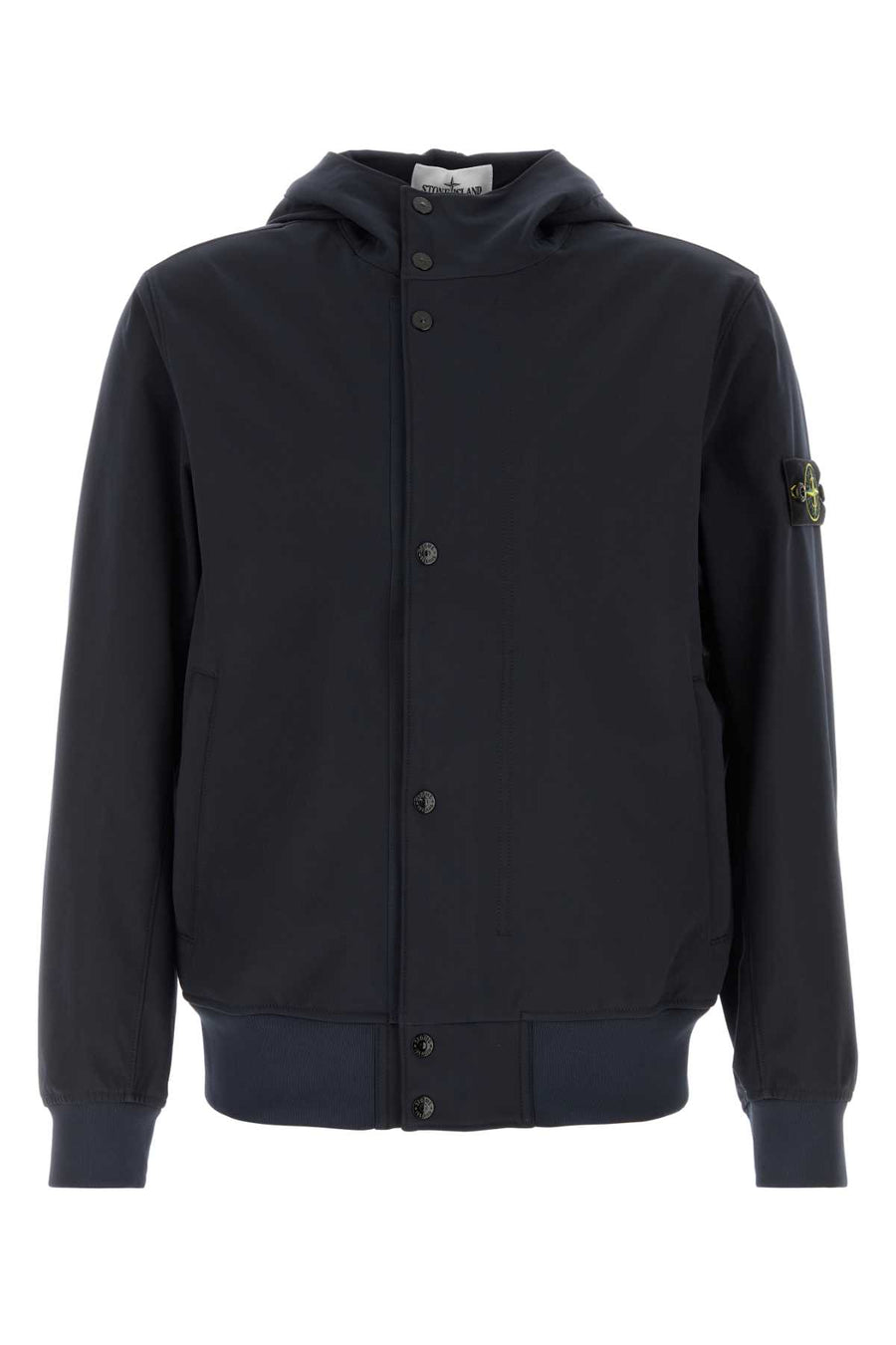 Navy Blue Stretch Polyester Jacket Giubbini
